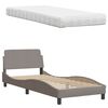 vidaXL Letto con Materasso Hanko Tortora 90x200 cm in Tessuto