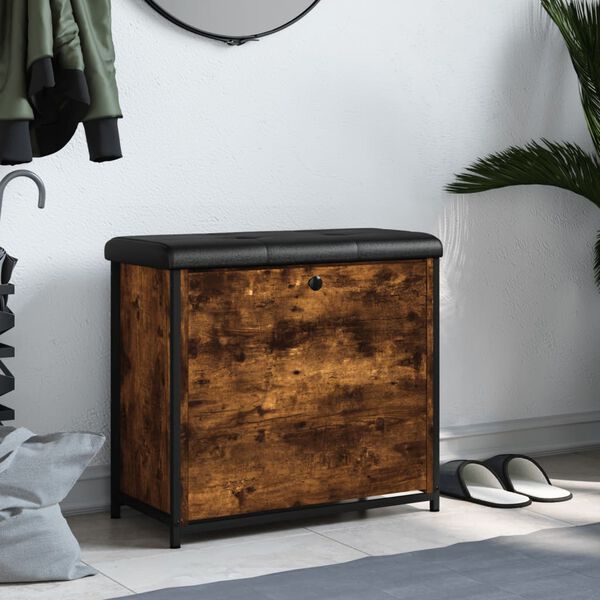 vidaXL Panca Portascarpe Cassetto Ribaltabile Rovere Fumo 62x32x56cm