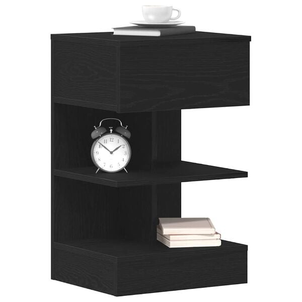 vidaXL Armadio da Notte con cassetto 2 pcs Rovere Nero 40 x 35 x 65 cm