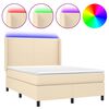 vidaXL Letto a Molle con Materasso e LED Crema 140x190 cm in Tessuto