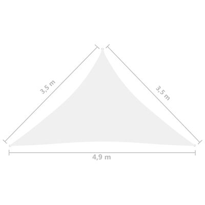 vidaXL Parasole a Vela Oxford Triangolare 3,5x3,5x4,9 m Bianco