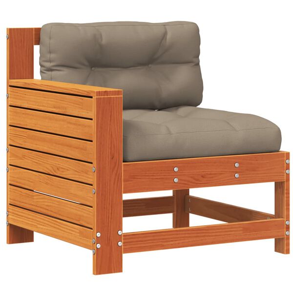 vidaXL Divano Giardino Senza Braccioli con Cuscino Marrone Cera Pino