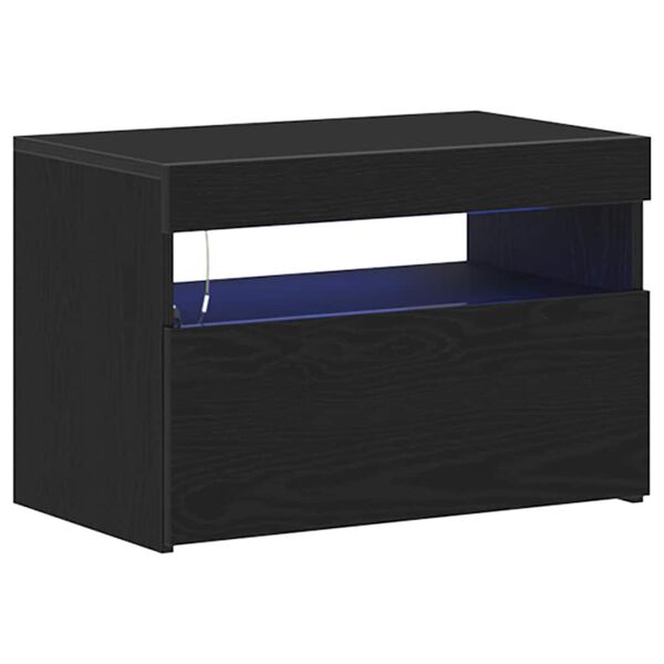 vidaXL Armadio da Notte Rovere Nero 60 x 35 x 40 cm Legno multistrato