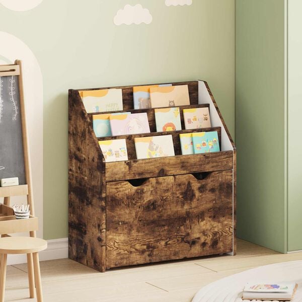vidaXL Libreria per Bambini con cassetto Rovere fum&eacute; 60 x 29,5 x 69 cm