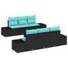 vidaXL Set Divano da Giardino 8 pz Nero e Turchese polyrattan