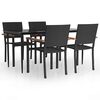 vidaXL Set da Pranzo da Giardino 5 pz Nero in Polyrattan