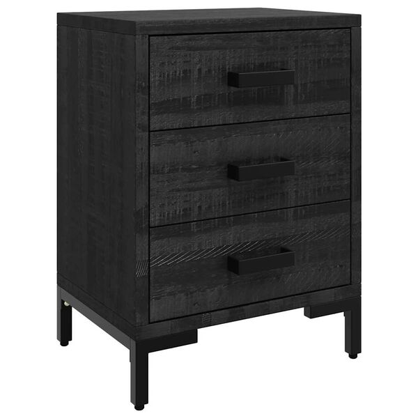 vidaXL Comodino Nero 40x30x55 cm Legno Massello di Pino Riciclato