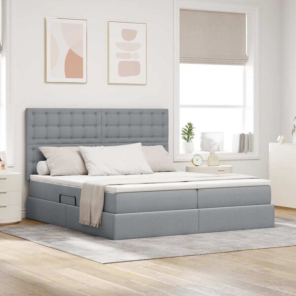 vidaXL Letto con Contenitore con materasso Grigio chiaro 180 x 200 cm
