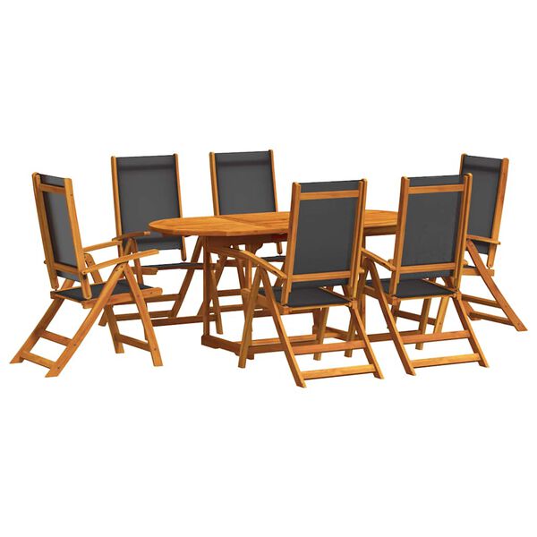 vidaXL Set Pranzo da Giardino 7pz Legno Massello di Acacia e Textilene