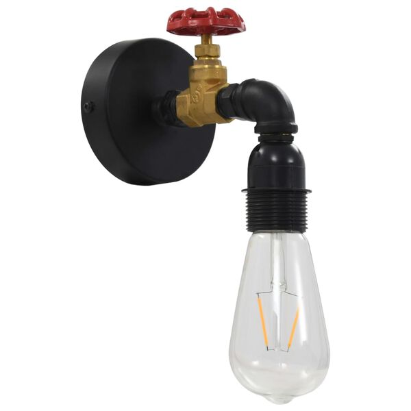 vidaXL Lampada da Parete Design a Rubinetto Nera E27