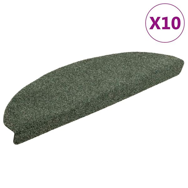 vidaXL Tappetini per scale autoadesivi 10 pz 65x21x4 cm verdi semicircolari grandi