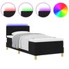 vidaXL Letto a Sorgente LED con materasso Nero 90 x 190 cm Tessuto