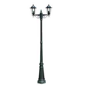 vidaXL Lampione da Giardino 2 Bracci 215 cm Verde Scuro/Nero Alluminio
