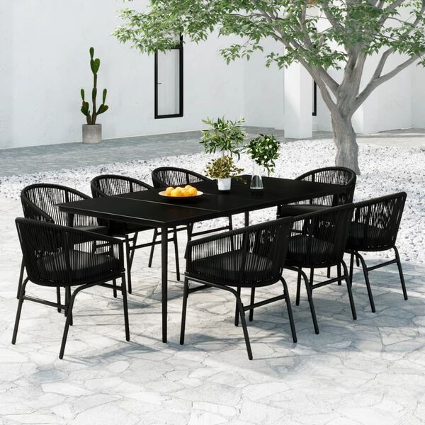 vidaXL Set da Pranzo da Giardino 9 pz Nero