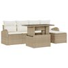 vidaXL Set Divano da Giardino 6 pz Beige Poly Rattan