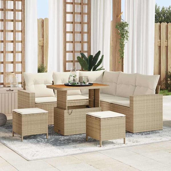 vidaXL Set Divano da Giardino 9 pcs Beige e Crema polyrattan