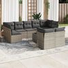 vidaXL Set Divano da Giardino 10 pz con Cuscini Grigio in Polyrattan