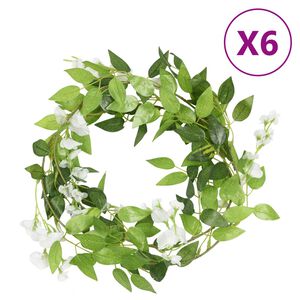 vidaXL Ghirlande Fiori 6 pz Bianco 200 cm