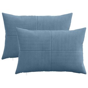 vidaXL Federa 2 pcs ALMELO Blu 30 x 50 cm corduroy