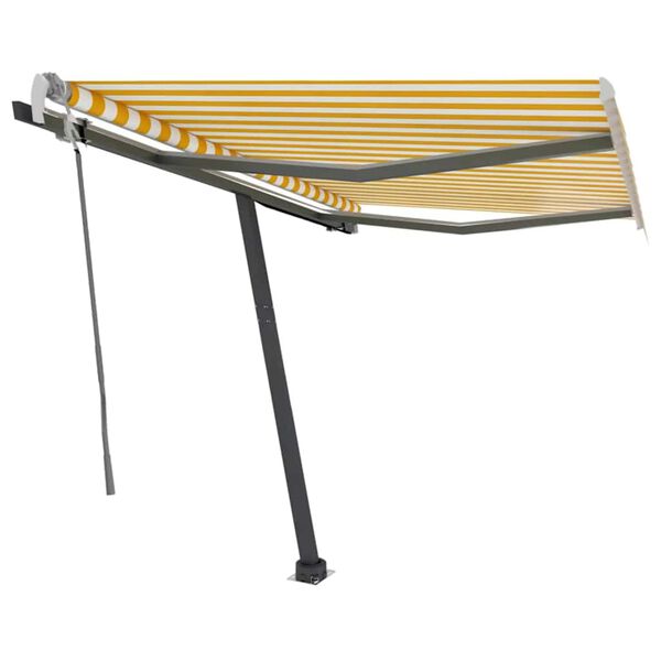 vidaXL Tenda da Sole Manuale con LED 300x250 cm Gialla e Bianca