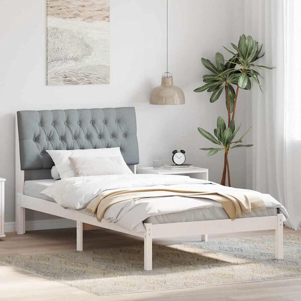 vidaXL Letto con Testiera Rivestita con testiera Bianco 100 x 200 cm