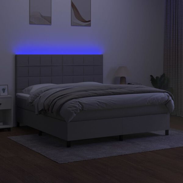 vidaXL Letto a Molle Materasso e LED Grigio Chiaro 160x200 cm Tessuto