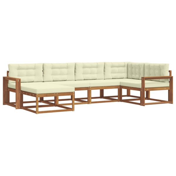 vidaXL Set di divani da esterno con cuscino 6 pcs Naturale e Crema