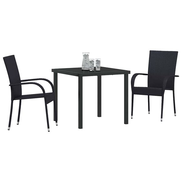 vidaXL Set da Pranzo per Giardino 3 pcs Nero