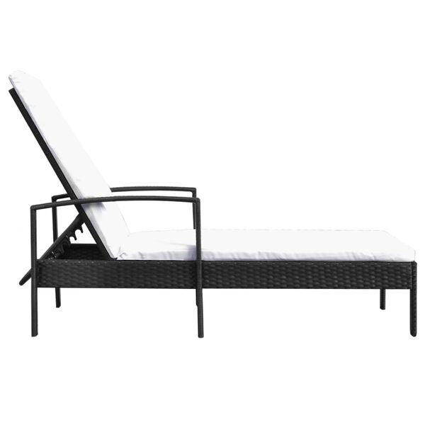 vidaXL Lettino Prendisole con Cuscino in Polyrattan Nero