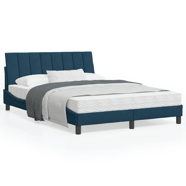 vidaXL Letto con Materasso Hanko Blu 120x200 cm in Velluto