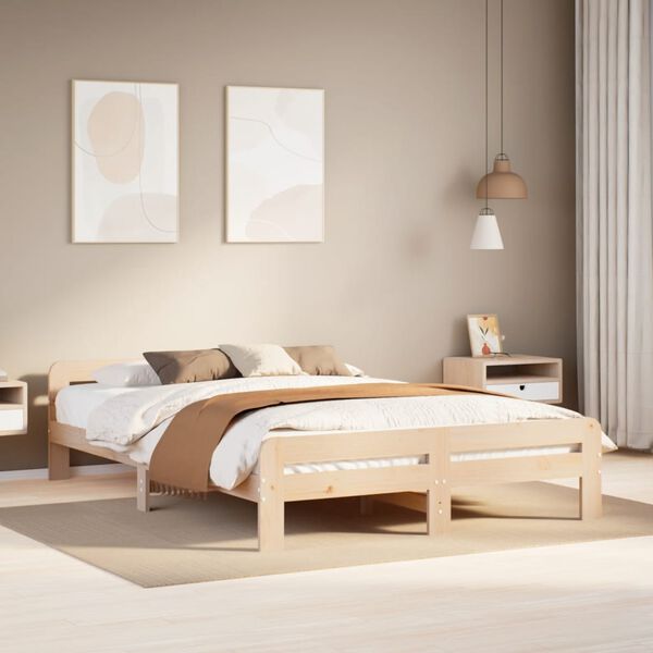 vidaXL Letto senza Materasso 160x200 cm in Legno Massello di Pino