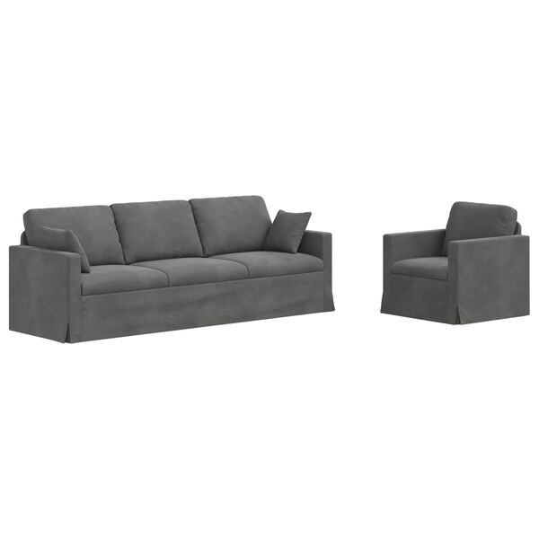 vidaXL Set di divani 2 pcs Grigio scuro 228 x 78 x 80 cm Velluto