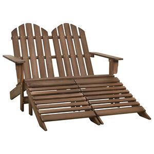 vidaXL Sedia da Giardino a 2 Posti con Pouf in Legno di Abete Marrone