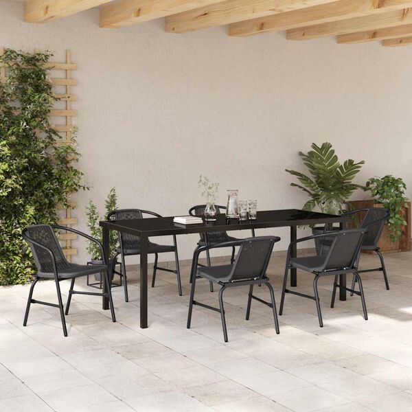 vidaXL Set da Pranzo per Giardino 7 pcs Nero