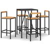 vidaXL Set Bar Giardino 5 pz Nero Polyrattan e Legno Massello Acacia