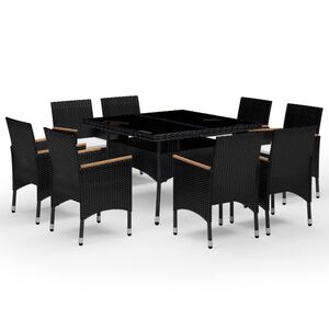 vidaXL Set da Pranzo da Giardino 9 pz in Polyrattan e Acacia Nero