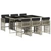 vidaXL Set da Pranzo da Giardino 7 pz Cuscini Polyrattan Grigio Chiaro