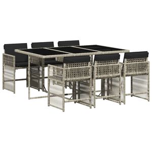 vidaXL Set da Pranzo da Giardino 7 pz Cuscini Polyrattan Grigio Chiaro