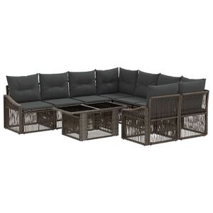 vidaXL Set Divano da Giardino 9 pz Grigio e Grigio Scuro polyrattan