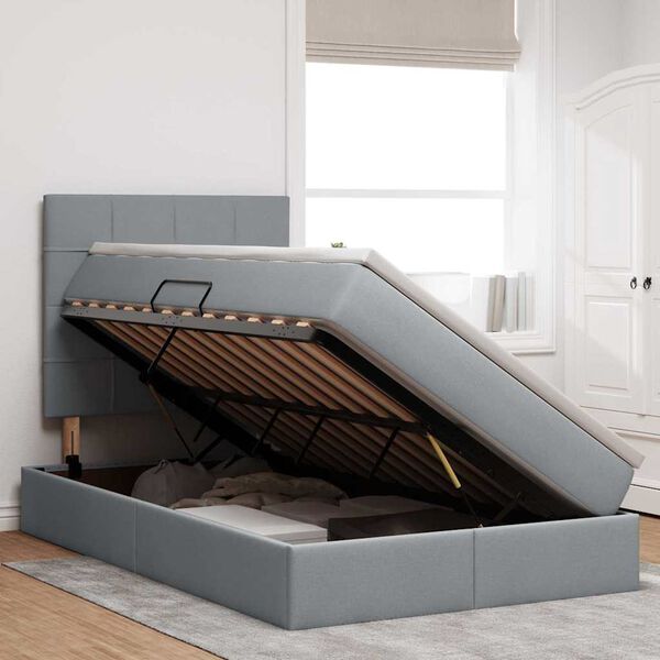 vidaXL Letto con Contenitore con materasso Grigio chiaro 120 x 200 cm