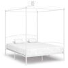 vidaXL Letto a Baldacchino Bianco in Metallo 160x200 cm