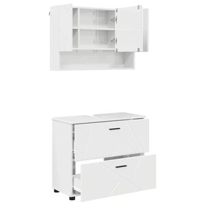 vidaXL Set di mobili per il bagno con cassetto 2 pcs Bianco Lucido