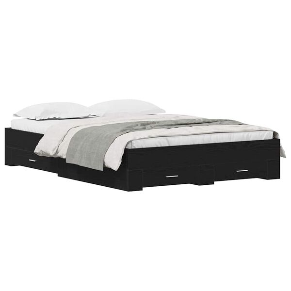 vidaXL Struttura del letto Rovere Nero 135 x 190 cm Legno multistrato