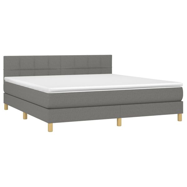 vidaXL Letto a Molle Materasso e LED Grigio Scuro 160x200cm in Tessuto