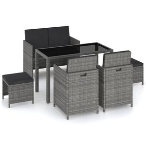 vidaXL Set da Pranzo da Giardino 6 pz con Cuscini in Polyrattan Grigio