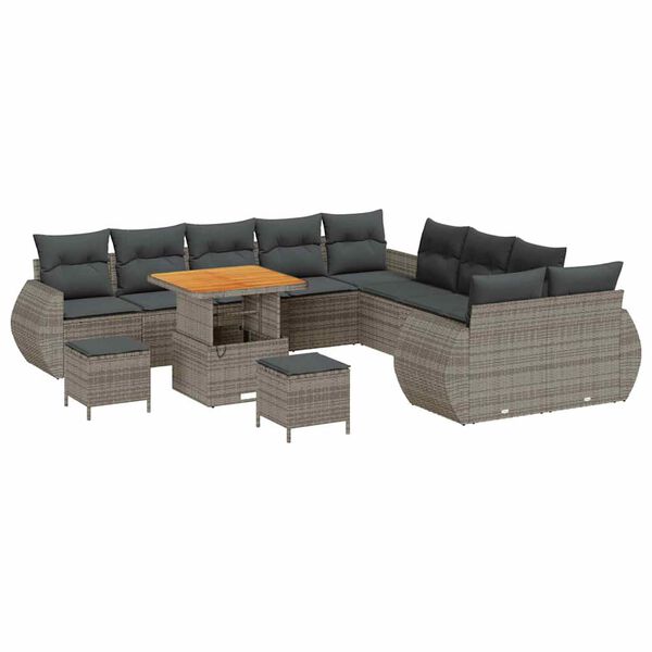 vidaXL Set Divano da Giardino 13 pcs Grigio polyrattan