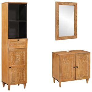 vidaXL Set di mobili per il bagno 3 pcs Marrone Legno multistrato