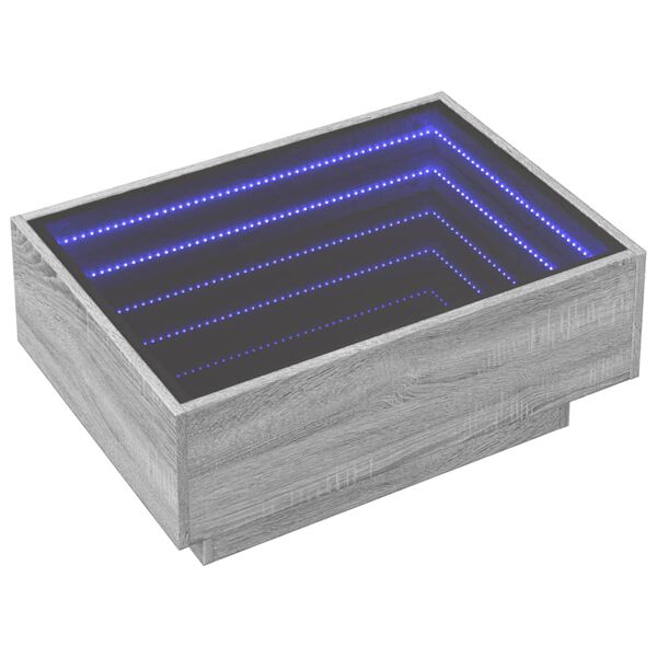 vidaXL Tavolino Salotto con LED Grigio Sonoma 70x50x30 cm Multistrato