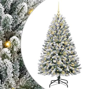 vidaXL Albero di Natale Artificiale con Rami Pieghevoli Verde e Bianco