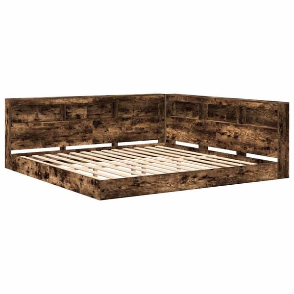 vidaXL Letto Libreria Rovere fumo 180 x 200 cm Legno multistrato